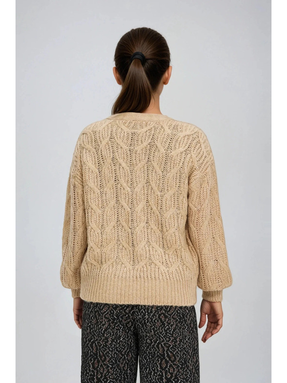 Moodo Bež kardigan z V-izrezom Moodo