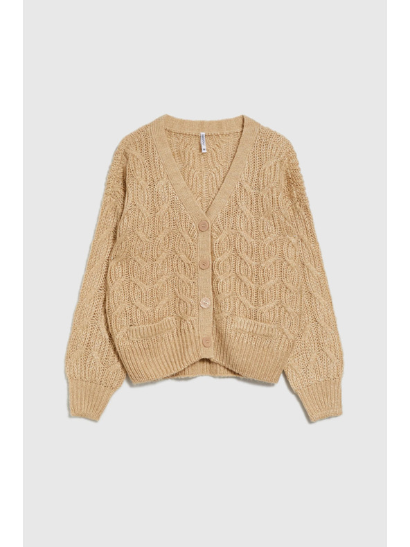 Moodo Bež kardigan z V-izrezom Moodo