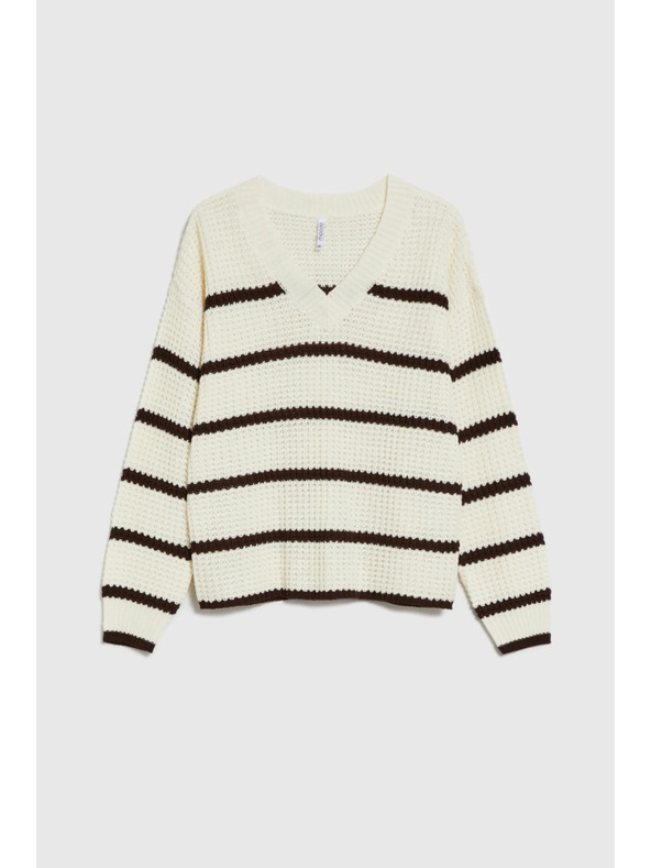 Moodo Bež pulover s črtami Moodo