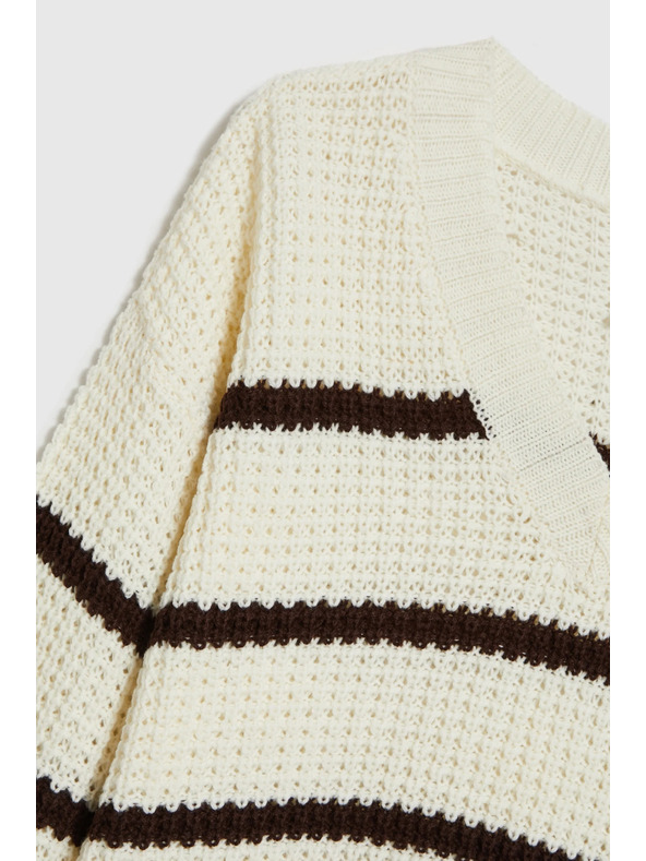 Moodo Bež pulover s črtami Moodo