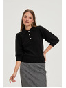Moodo Pulover z ovratnikom črn Moodo