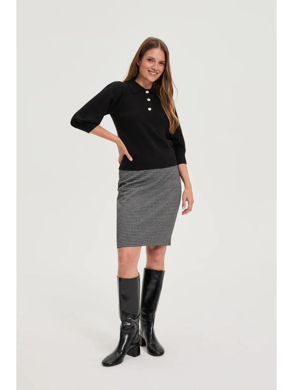 Moodo Pulover z ovratnikom črn Moodo