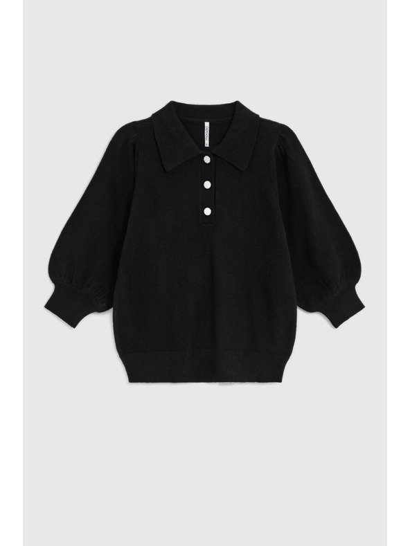 Moodo Pulover z ovratnikom črn Moodo