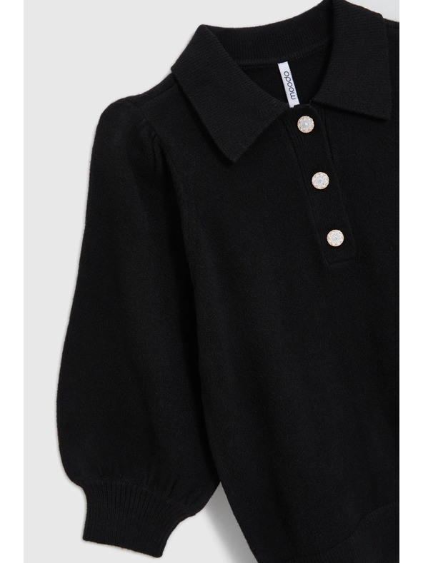 Moodo Pulover z ovratnikom črn Moodo