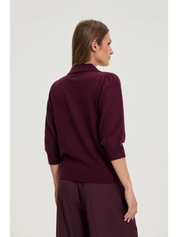 Moodo Pulover z ovratnikom vinsko rdeč Moodo