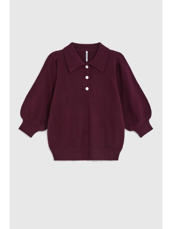 Moodo Pulover z ovratnikom vinsko rdeč Moodo