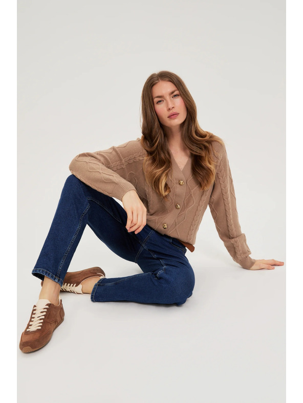 Moodo Pleteni bež kardigan Moodo