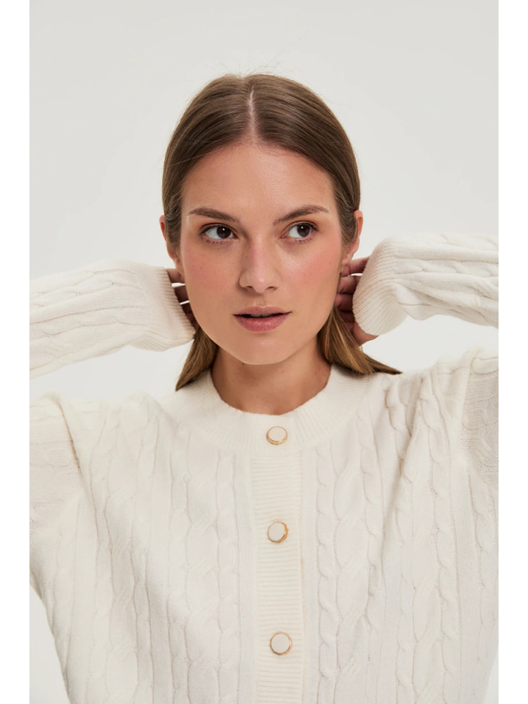 Moodo Pulover z okrasnim pletenjem ecru Moodo