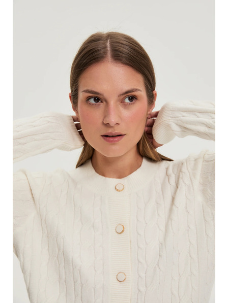 Moodo Pulover z okrasnim pletenjem ecru Moodo