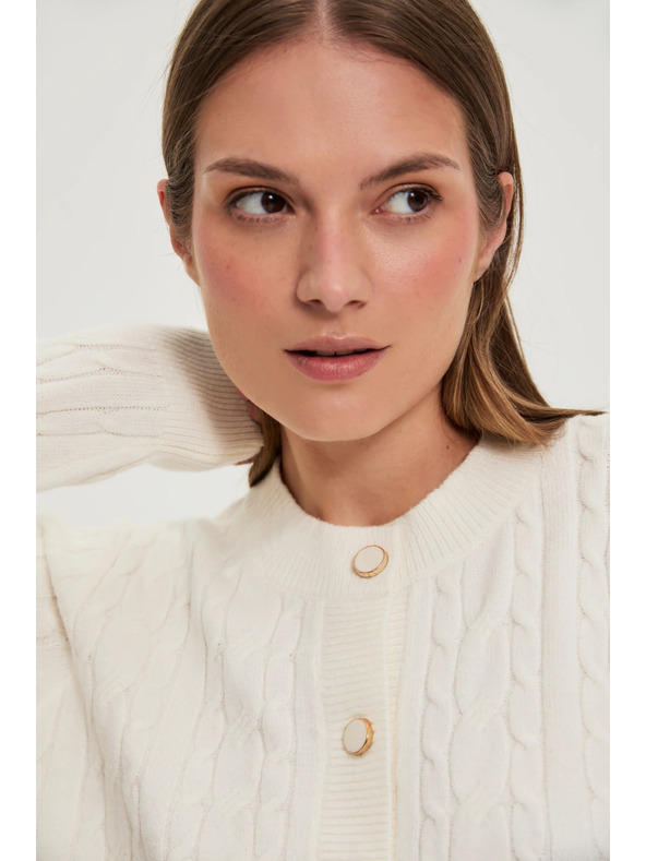 Moodo Pulover z okrasnim pletenjem ecru Moodo