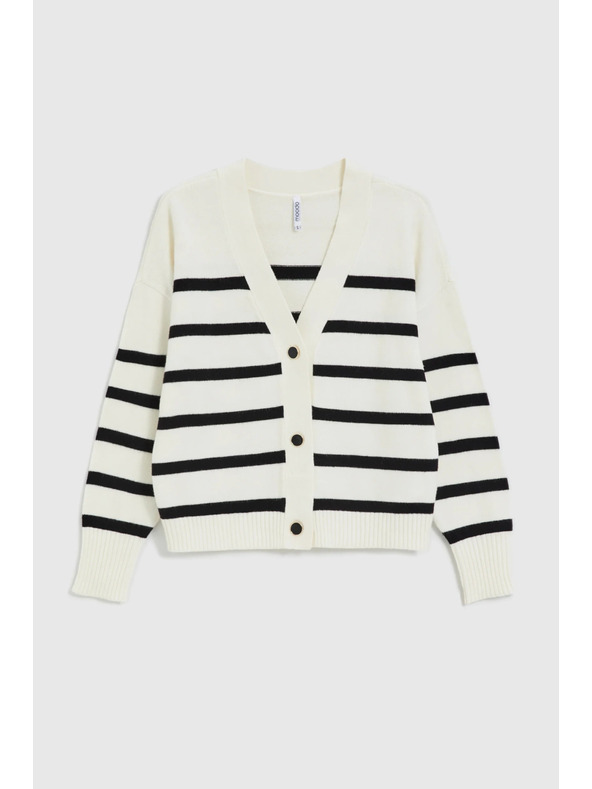 Moodo Črtast kardigan ecru Moodo