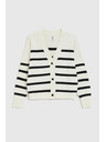 Moodo Črtast kardigan ecru Moodo