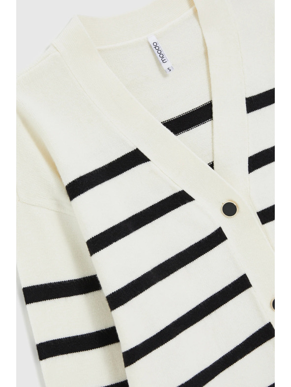 Moodo Črtast kardigan ecru Moodo