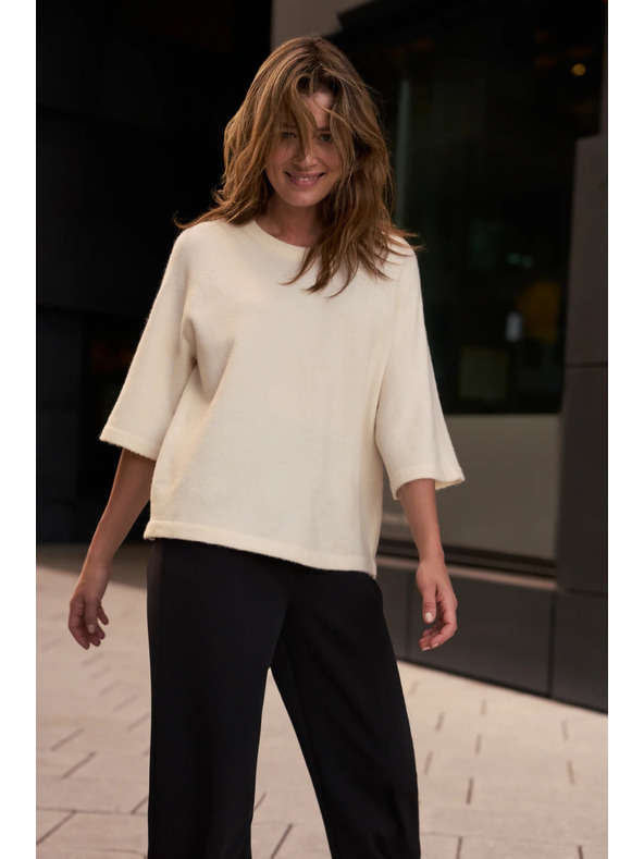 Moodo Bež pulover s kratkimi rokavi Moodo