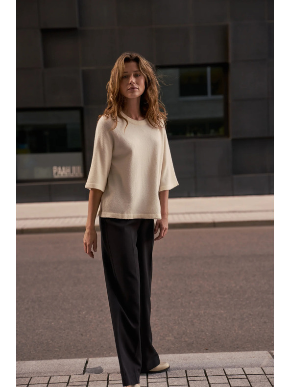 Moodo Bež pulover s kratkimi rokavi Moodo