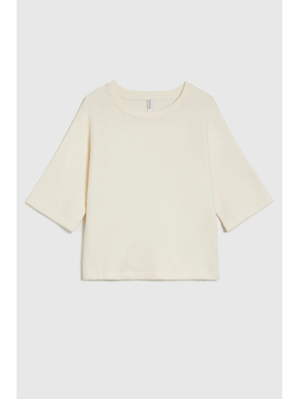 Moodo Bež pulover s kratkimi rokavi Moodo