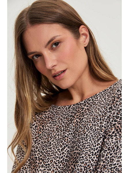 Moodo Pulover z leopardjim vzorcem bež Moodo