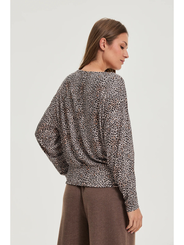 Moodo Pulover z leopardjim vzorcem bež Moodo