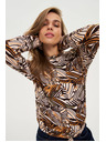 Moodo Bež pulover z rastlinskim vzorcem Moodo