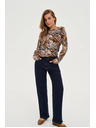 Moodo Bež pulover z rastlinskim vzorcem Moodo