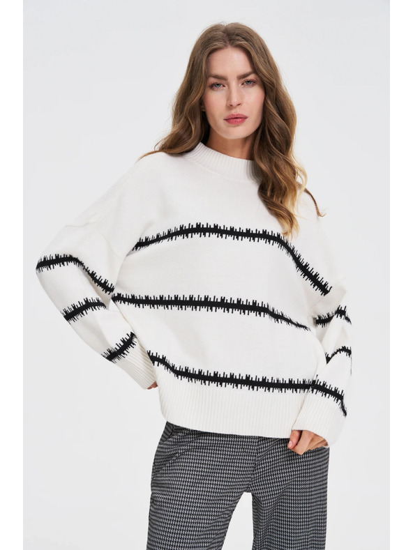 Moodo Bel pulover s črtami in spuščeno linijo ramen Moodo