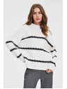 Moodo Bel pulover s črtami in spuščeno linijo ramen Moodo