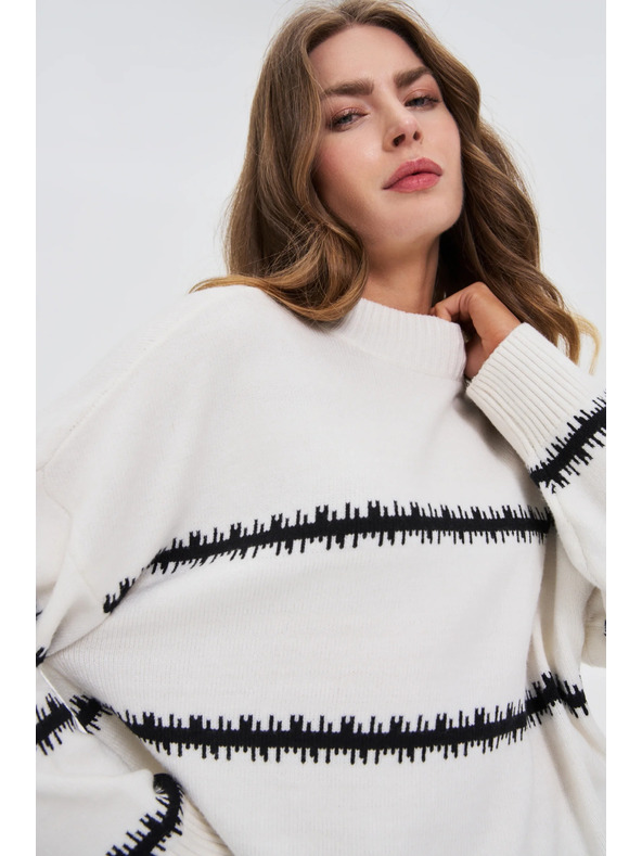 Moodo Bel pulover s črtami in spuščeno linijo ramen Moodo