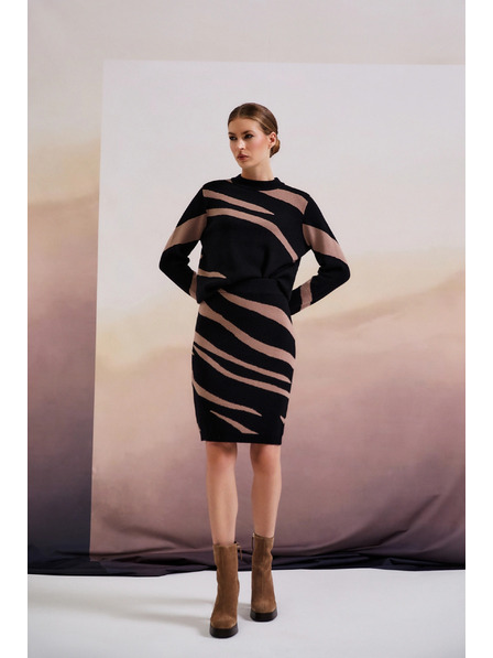 Moodo Črn pulover z živalskim vzorcem Moodo