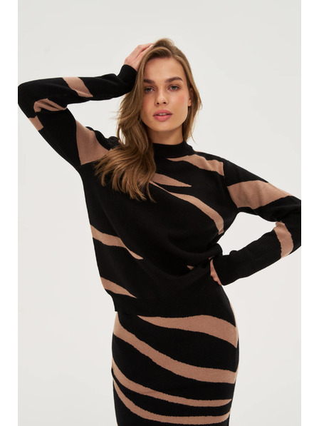 Moodo Črn pulover z živalskim vzorcem Moodo