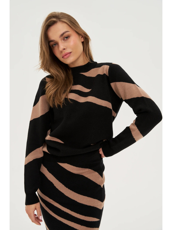 Moodo Črn pulover z živalskim vzorcem Moodo