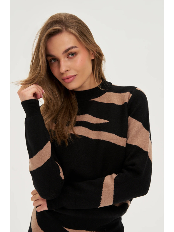 Moodo Črn pulover z živalskim vzorcem Moodo