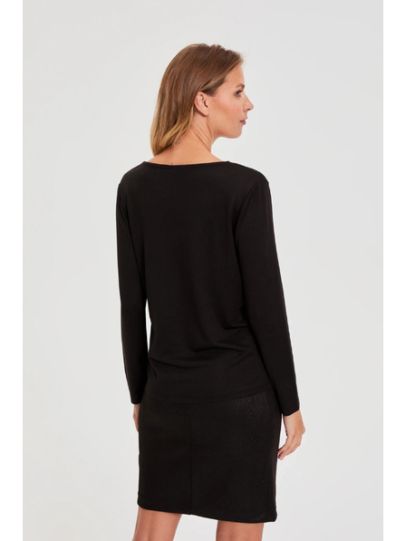 Moodo Pulover z čipkastim izrezom črn Moodo