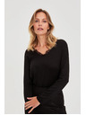 Moodo Pulover z čipkastim izrezom črn Moodo