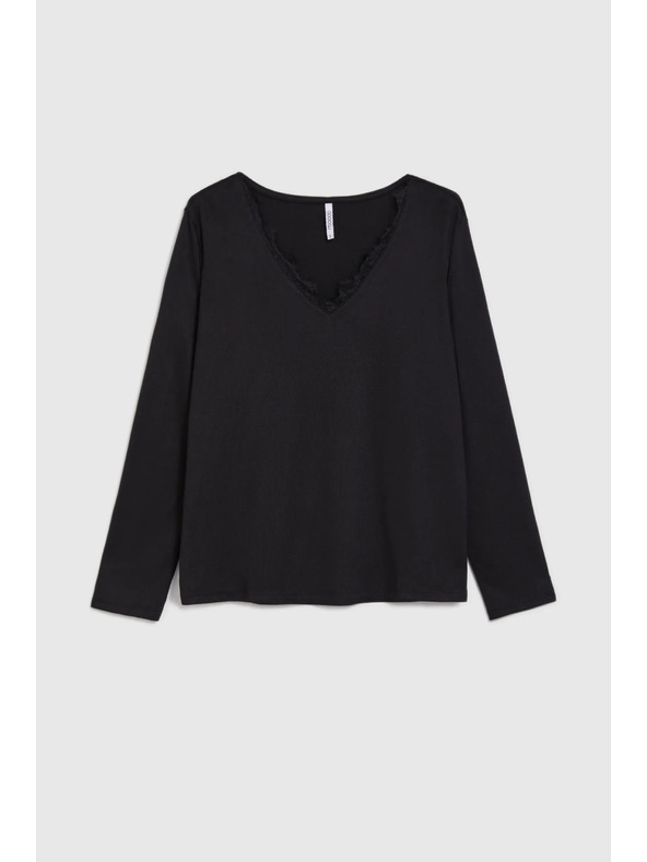 Moodo Pulover z čipkastim izrezom črn Moodo