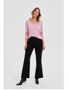 Moodo Pulover z čipkastim izrezom roza Moodo