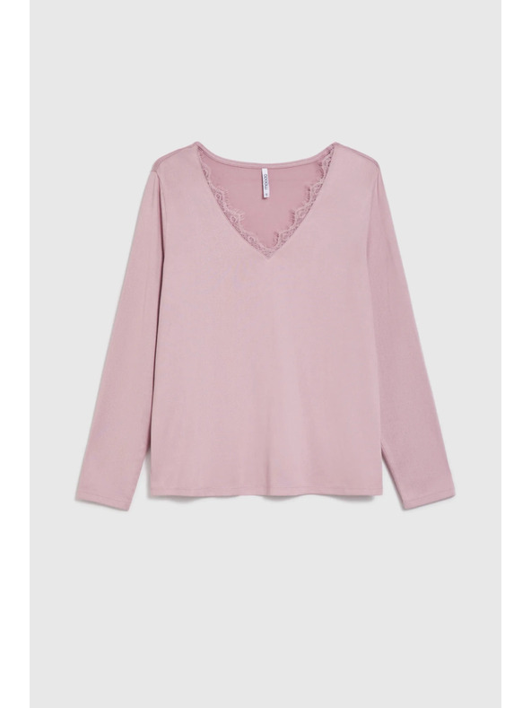 Moodo Pulover z čipkastim izrezom roza Moodo