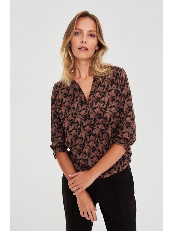 Moodo Rjav pulover s kratkimi rokavi Moodo