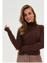 Moodo Rjav pulover z ovratnikom Moodo