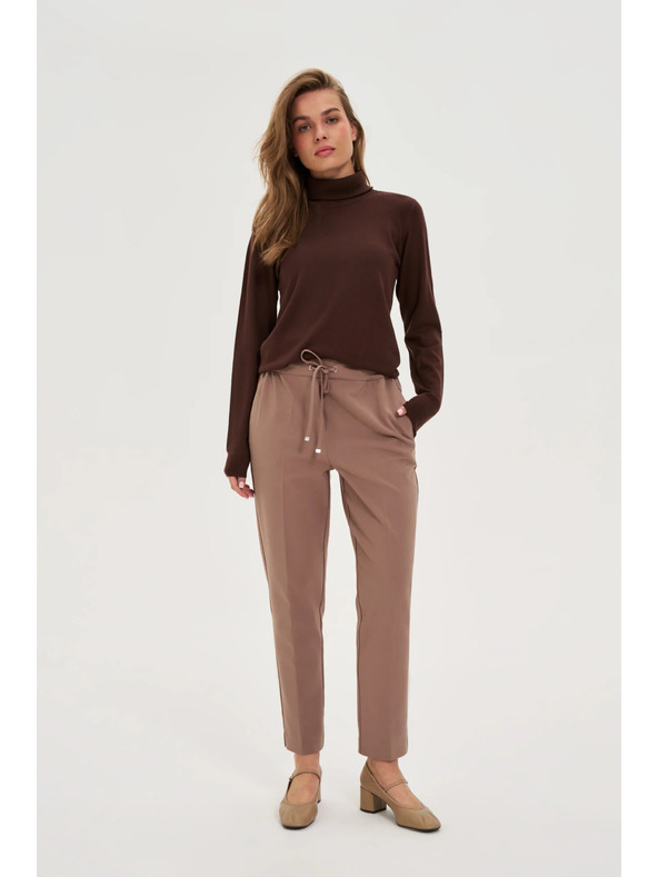 Moodo Rjav pulover z ovratnikom Moodo