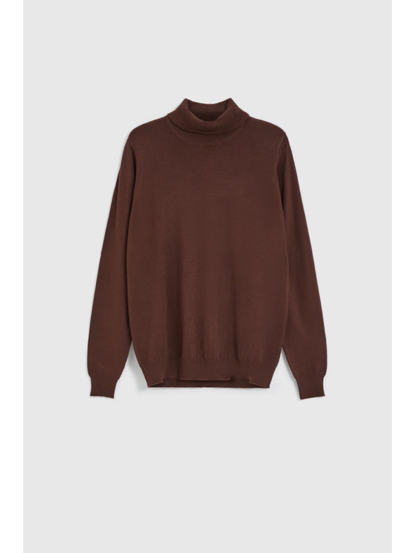 Moodo Rjav pulover z ovratnikom Moodo