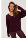 Moodo Vinsko rdeč pulover z V izrezom Moodo