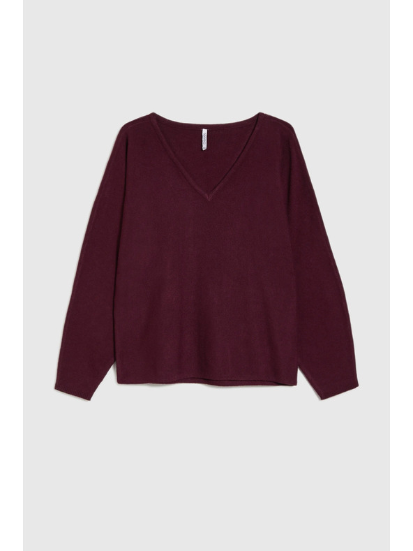 Moodo Vinsko rdeč pulover z V izrezom Moodo