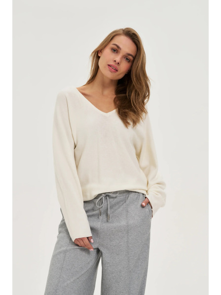 Moodo Ecru pulover z V izrezom Moodo