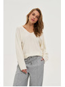 Moodo Ecru pulover z V izrezom Moodo