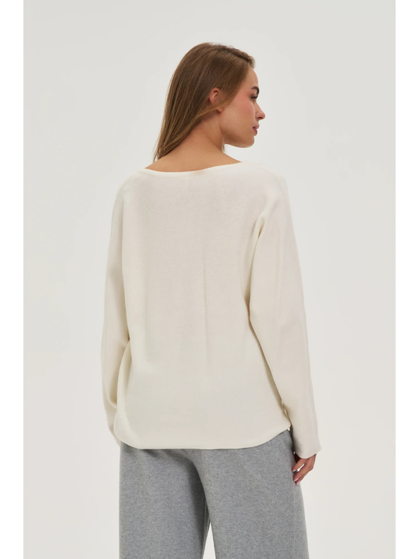 Moodo Ecru pulover z V izrezom Moodo