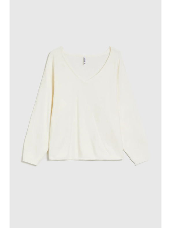 Moodo Ecru pulover z V izrezom Moodo