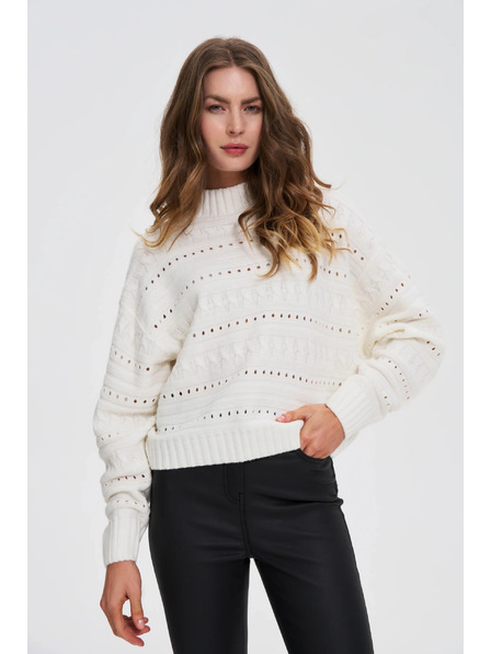 Moodo Bel pulover z ovratnikom Moodo