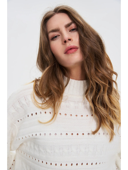 Moodo Bel pulover z ovratnikom Moodo