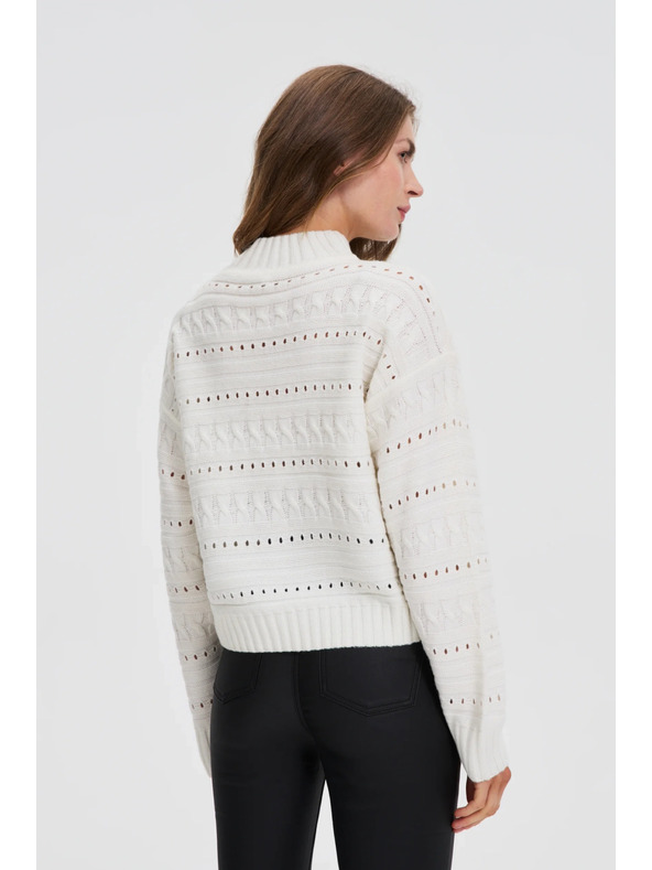 Moodo Bel pulover z ovratnikom Moodo