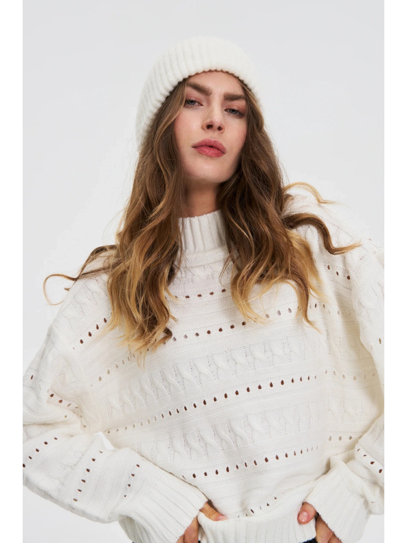 Moodo Bel pulover z ovratnikom Moodo